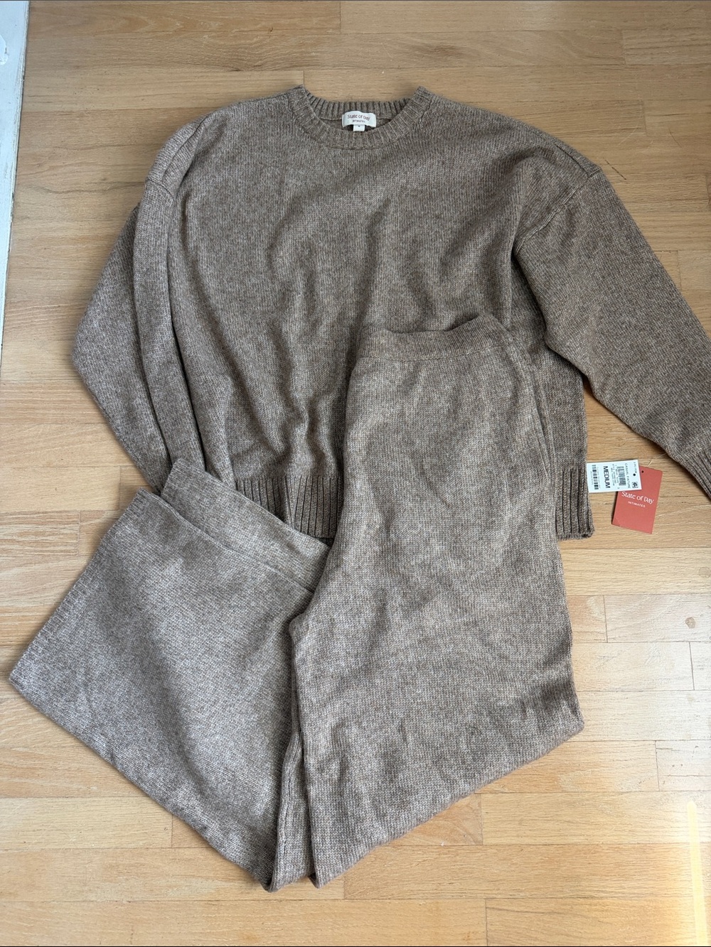 Cozy Taupe Crewneck Sweater and pants set - Relaxed Knit